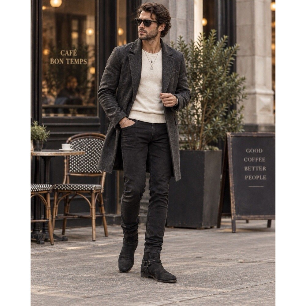 AllSaints Men’s EU 40 US 7–7.5 Black Leather Harness Chelsea Boots Moto Western